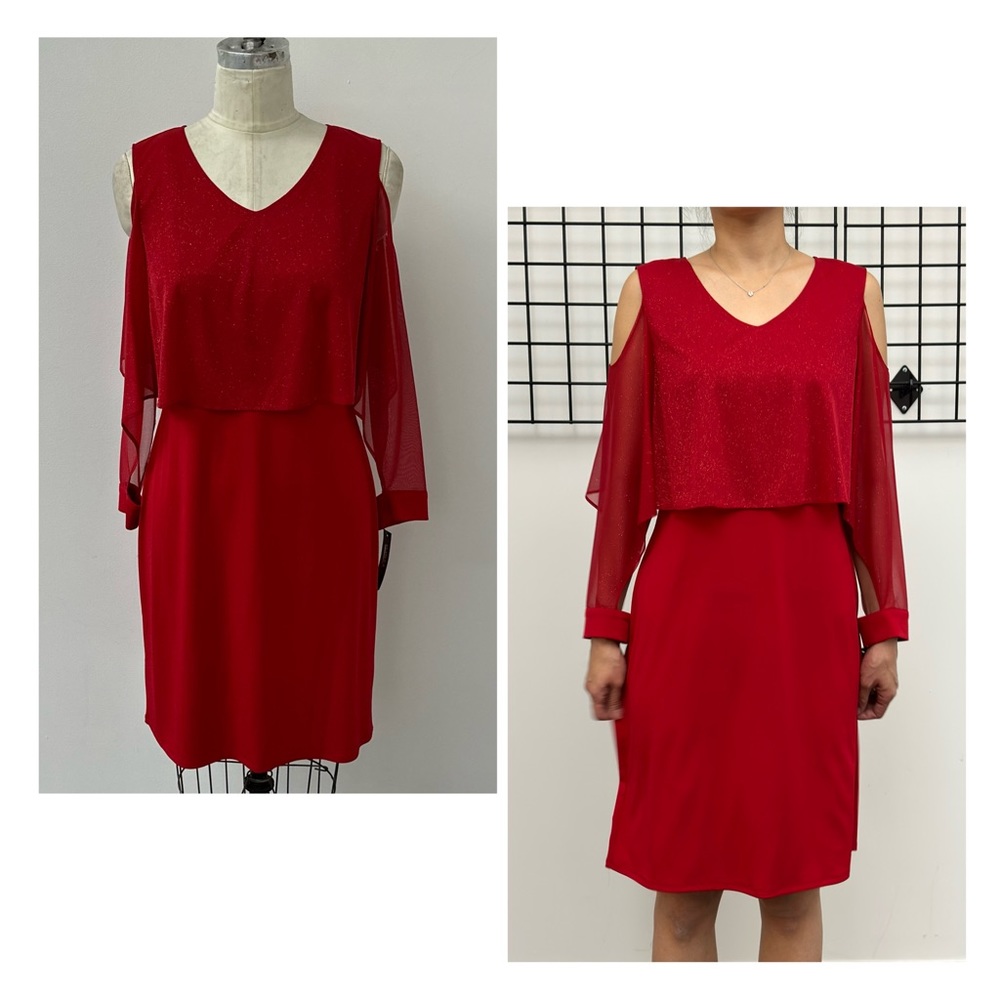 NWT Glamour Glitter Chiffon Overlay Dress size 8